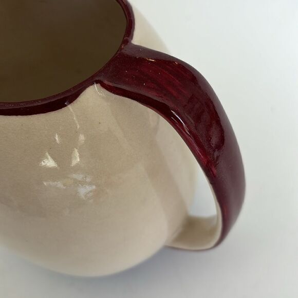 Winfield Pasadena Pottery Pitcher Vintage Cream Blue Burgandy 7.5” - Picture 8 of 11